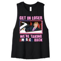 Trump Get In Loser Were Taking America Back Women's Racerback Cropped Tank