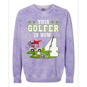 This Golfer Is Now 4 Year Old Birthday 4rd Golf Party Colorblast Crewneck Sweatshirt