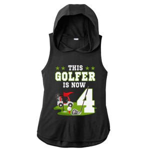 This Golfer Is Now 4 Year Old Birthday 4rd Golf Party Ladies PosiCharge Tri-Blend Wicking Draft Hoodie Tank