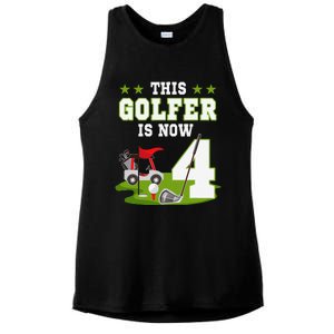 This Golfer Is Now 4 Year Old Birthday 4rd Golf Party Ladies PosiCharge Tri-Blend Wicking Tank