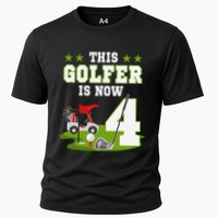 This Golfer Is Now 4 Year Old Birthday 4rd Golf Party Cooling Performance Crew T-Shirt