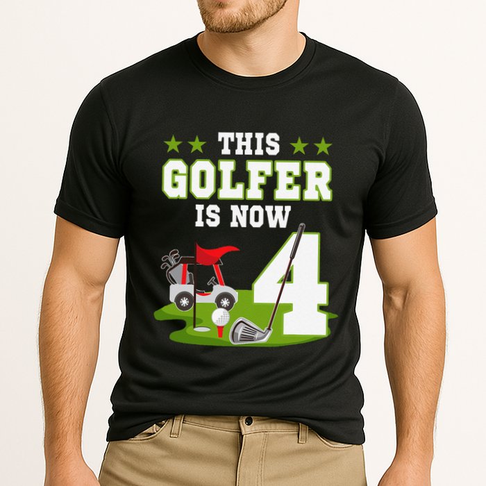This Golfer Is Now 4 Year Old Birthday 4rd Golf Party Cooling Performance Crew T-Shirt