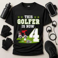 This Golfer Is Now 4 Year Old Birthday 4rd Golf Party Cooling Performance Crew T-Shirt