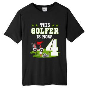 This Golfer Is Now 4 Year Old Birthday 4rd Golf Party Tall Fusion ChromaSoft Performance T-Shirt