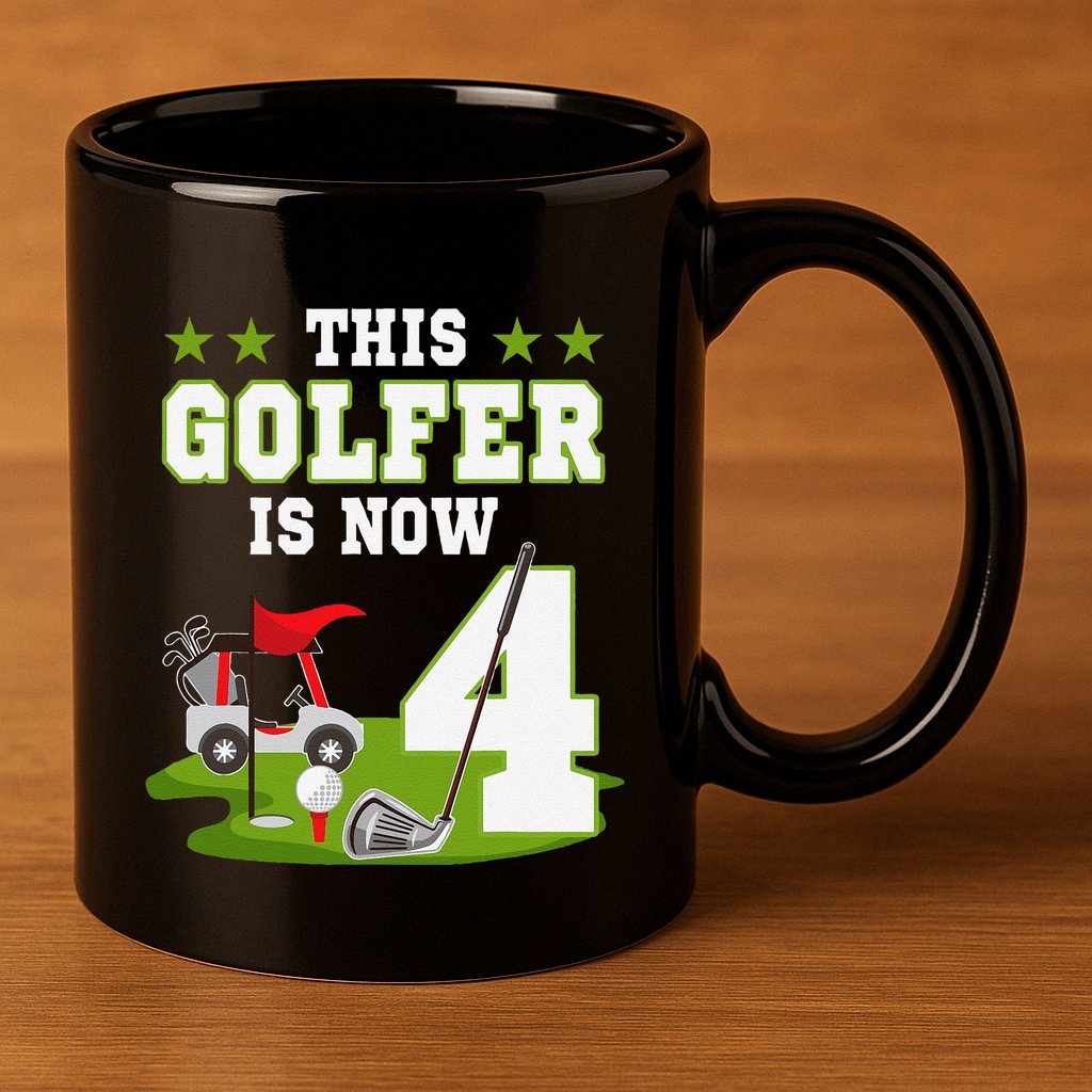 This Golfer Is Now 4 Year Old Birthday 4rd Golf Party 11oz C Handle Ceramic Mug