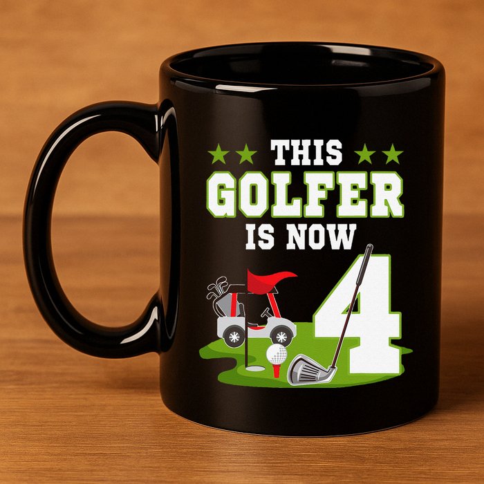 This Golfer Is Now 4 Year Old Birthday 4rd Golf Party 11oz C Handle Ceramic Mug