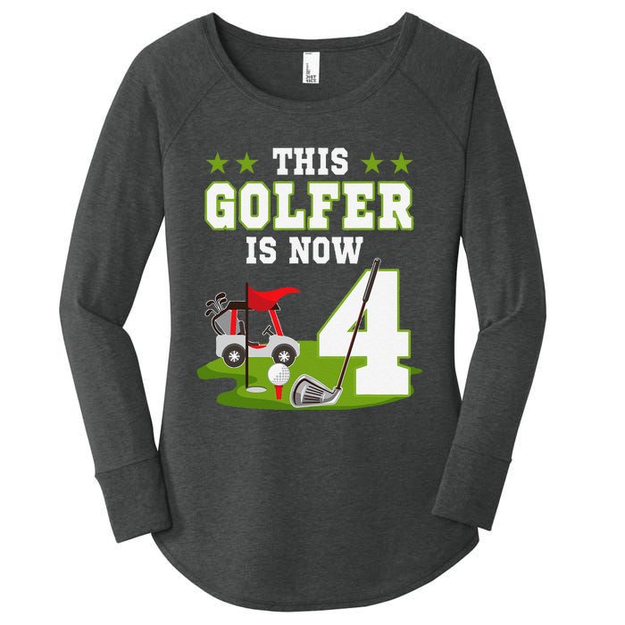 This Golfer Is Now 4 Year Old Birthday 4rd Golf Party Women's Perfect Tri Tunic Long Sleeve Shirt