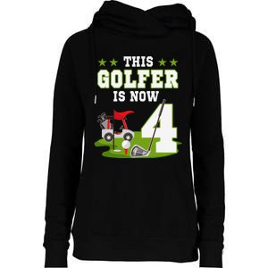 This Golfer Is Now 4 Year Old Birthday 4rd Golf Party Womens Funnel Neck Pullover Hood