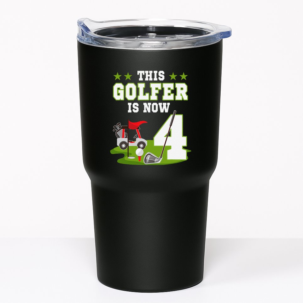This Golfer Is Now 4 Year Old Birthday 4rd Golf Party Tumbler