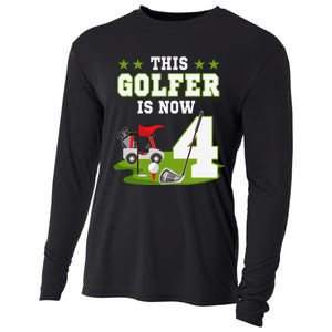 This Golfer Is Now 4 Year Old Birthday 4rd Golf Party Cooling Performance Long Sleeve Crew