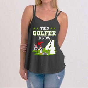 This Golfer Is Now 4 Year Old Birthday 4rd Golf Party Women's Strappy Tank