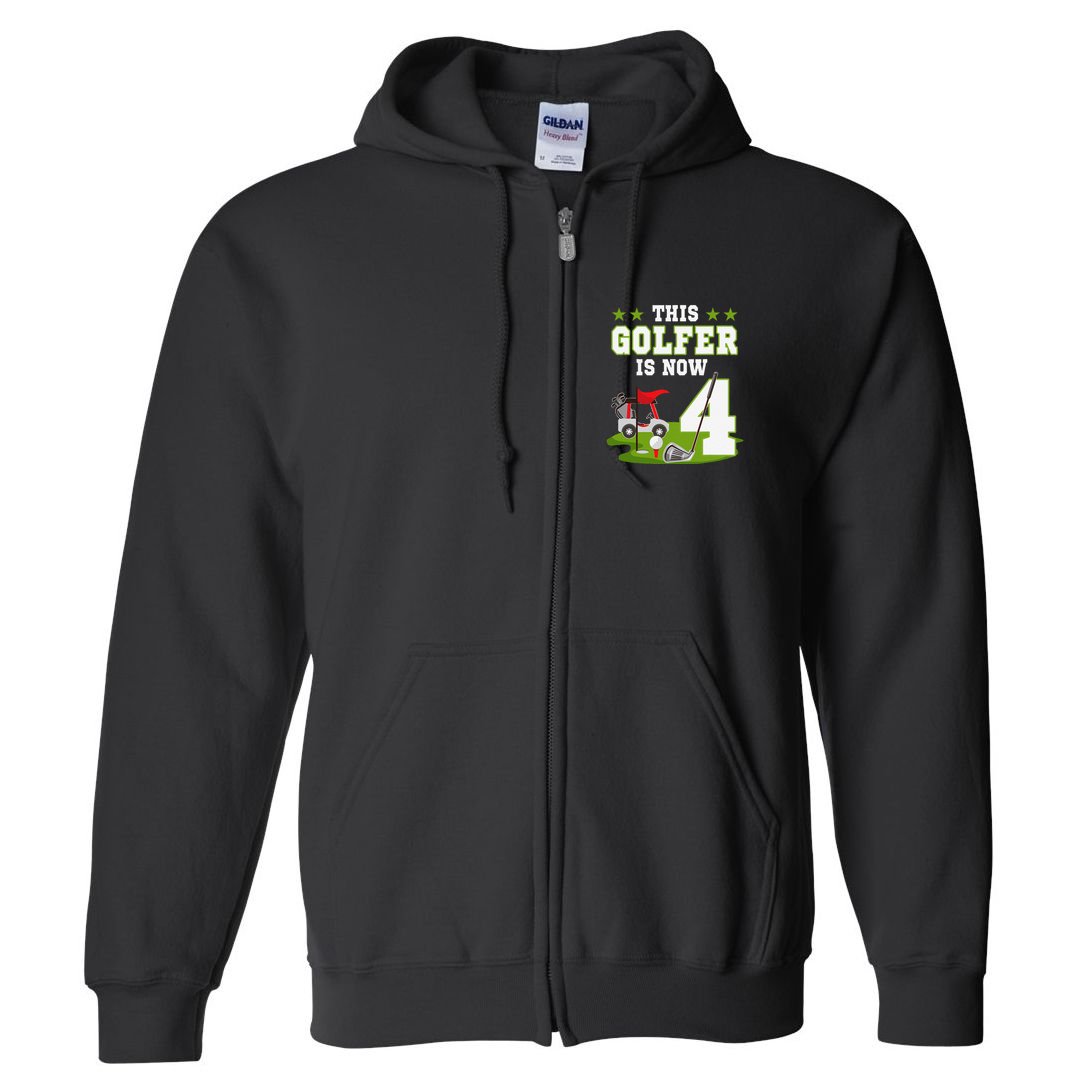 This Golfer Is Now 4 Year Old Birthday 4rd Golf Party Full Zip Hoodie