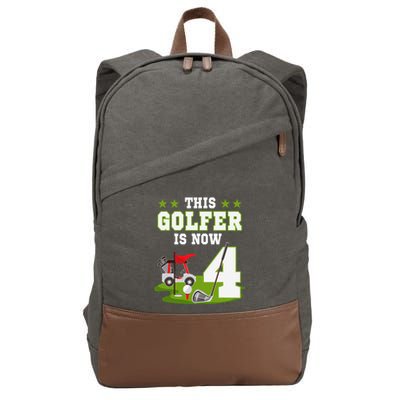 This Golfer Is Now 4 Year Old Birthday 4rd Golf Party Cotton Canvas Backpack