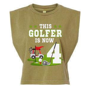 This Golfer Is Now 4 Year Old Birthday 4rd Golf Party Garment-Dyed Women's Muscle Tee