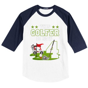 This Golfer Is Now 4 Year Old Birthday 4rd Golf Party Baseball Sleeve Shirt