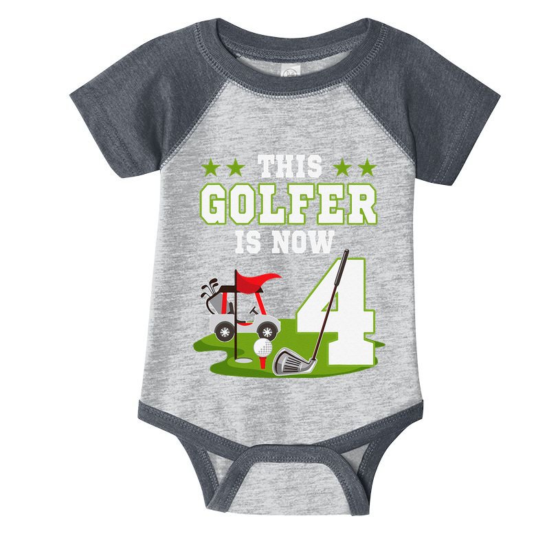 This Golfer Is Now 4 Year Old Birthday 4rd Golf Party Infant Baby Jersey Bodysuit