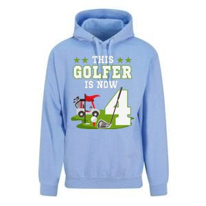 This Golfer Is Now 4 Year Old Birthday 4rd Golf Party Unisex Surf Hoodie