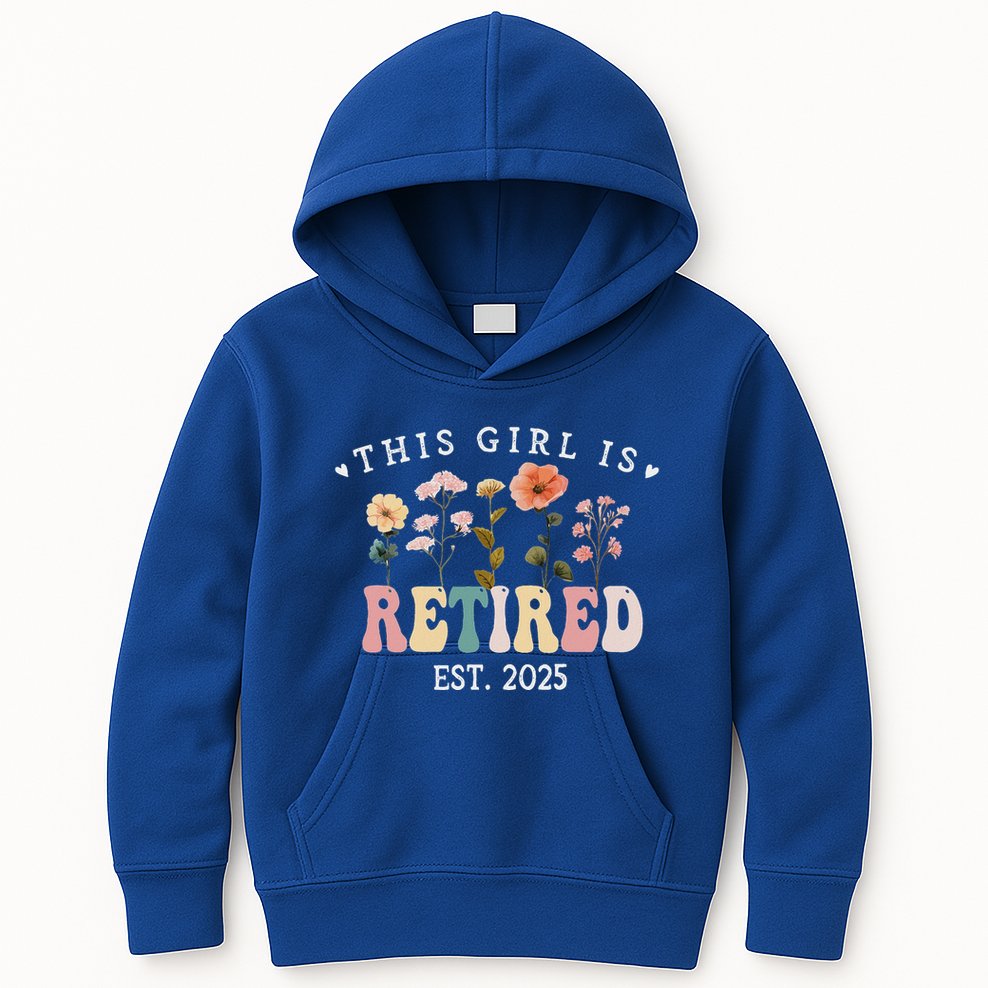 This Girl Is Retired Est 2025 Retirement Floral Kids Hoodie
