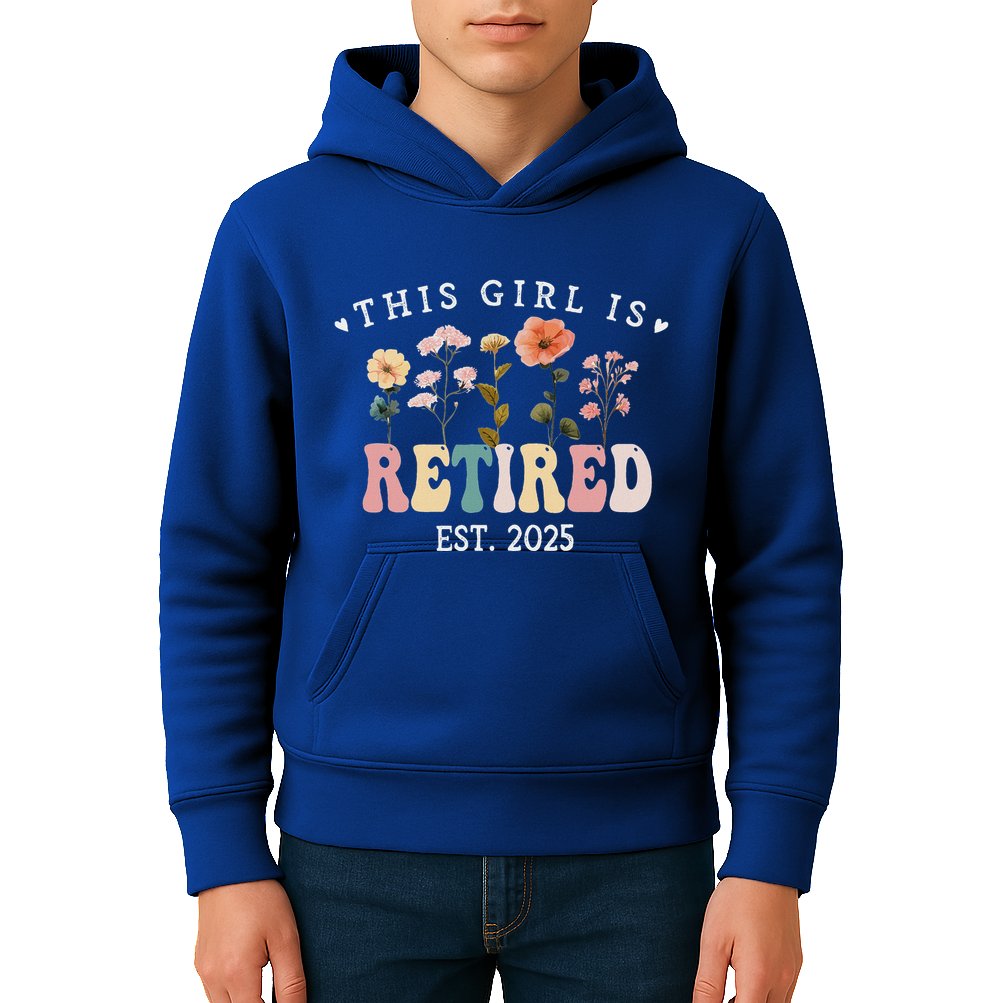 This Girl Is Retired Est 2025 Retirement Floral Kids Hoodie