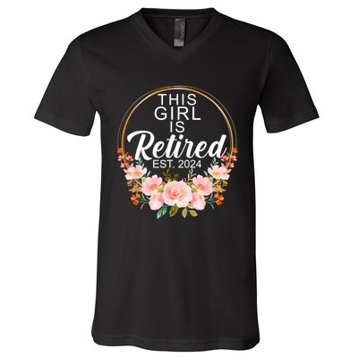 This Girl Is Retired Est. 2024 Retirement V-Neck T-Shirt