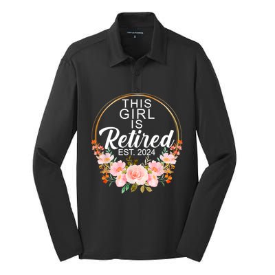 This Girl Is Retired Est. 2024 Retirement Silk Touch Performance Long Sleeve Polo