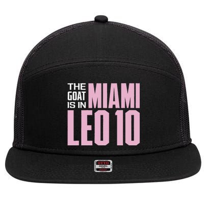 The GOAT Is In Miami Leo 10 7 Panel Mesh Trucker Snapback Hat