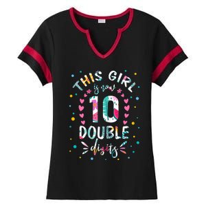 This Girl Is Now 10 Double Digits Shirt 10th birthday Gift Ladies Halftime Notch Neck Tee