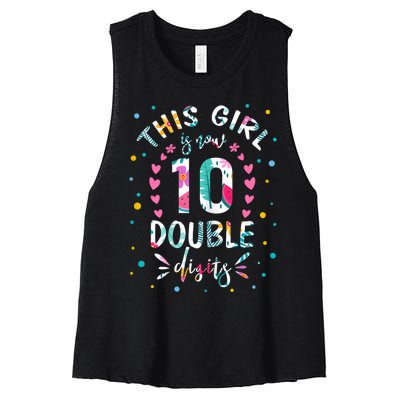 This Girl Is Now 10 Double Digits Shirt 10th birthday Gift Women's Racerback Cropped Tank