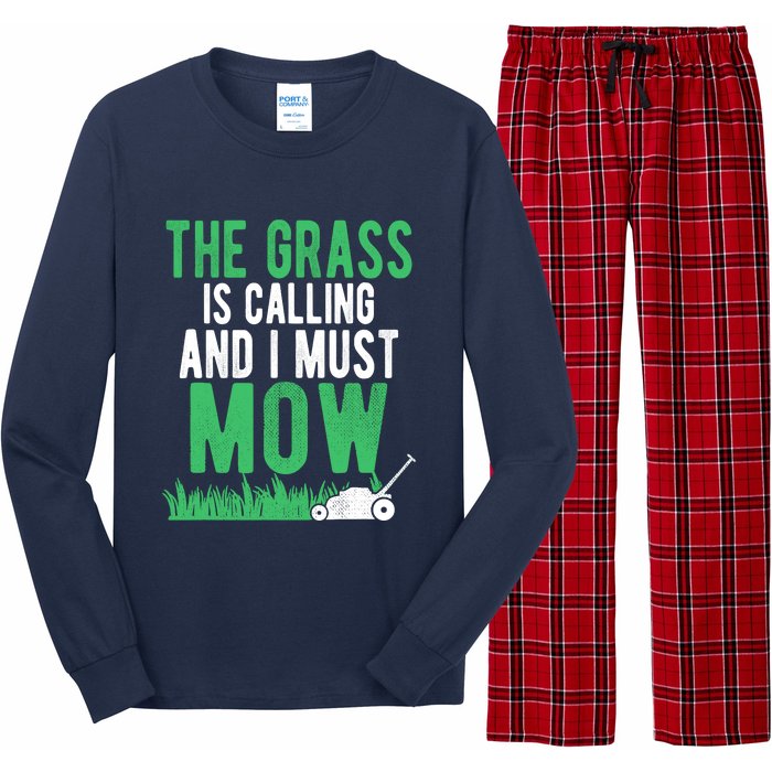 The Grass Is Calling And I Must Mow | Funny Lawn Landscaping Long Sleeve Pajama Set