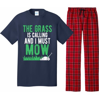 The Grass Is Calling And I Must Mow | Funny Lawn Landscaping Pajama Set