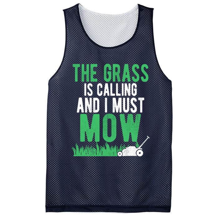 The Grass Is Calling And I Must Mow | Funny Lawn Landscaping Mesh Reversible Basketball Jersey Tank