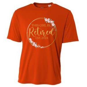 This Girl Is Retired Est. 2024 Gift Floral Retirement Cooling Performance Crew T-Shirt