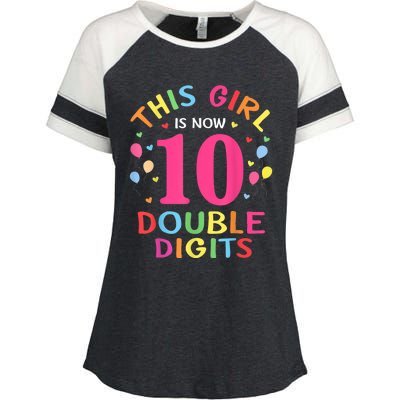 This Girl Is Now 10 Double Digits Shirt 10th birthday Gift Enza Ladies Jersey Colorblock Tee