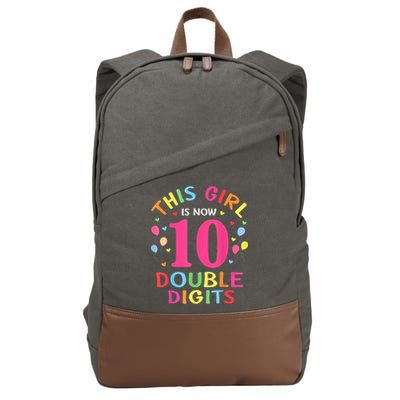 This Girl Is Now 10 Double Digits Shirt 10th birthday Gift Cotton Canvas Backpack