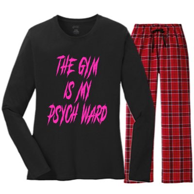 They Gym Is My Ward Funny Cute Psych Joke Fitness Workout Women's Long Sleeve Flannel Pajama Set 