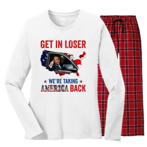 Trump Get In Loser WeRe Taking America Back Republican Women's Long Sleeve Flannel Pajama Set 