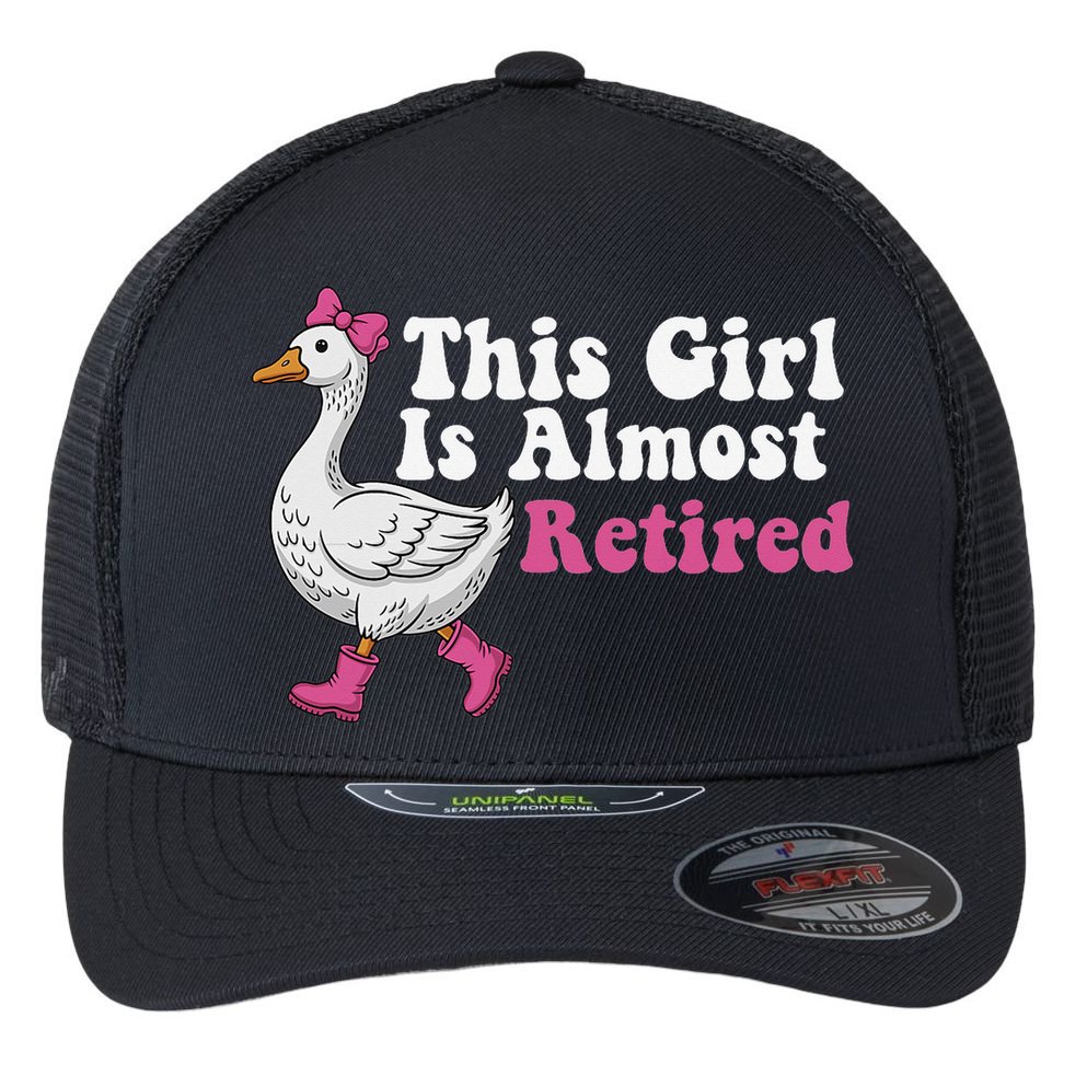 This Girl Is Almost Retired Retiring Soon Retirement Retro Flexfit Unipanel Trucker Cap