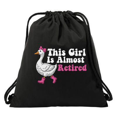 This Girl Is Almost Retired Retiring Soon Retirement Retro Drawstring Bag