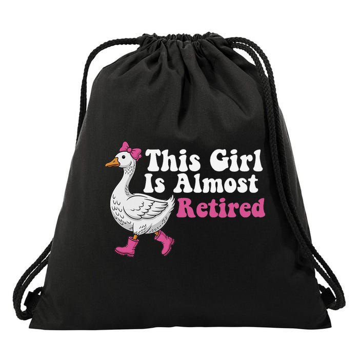 This Girl Is Almost Retired Retiring Soon Retirement Retro Drawstring Bag
