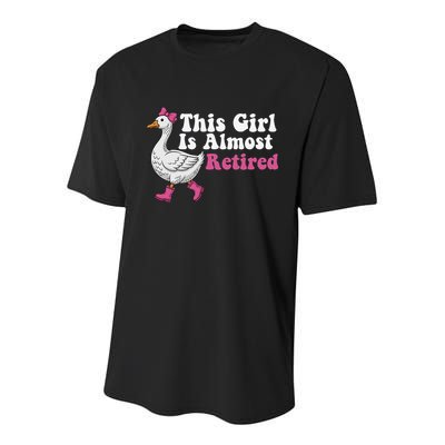 This Girl Is Almost Retired Retiring Soon Retirement Retro Youth Performance Sprint T-Shirt