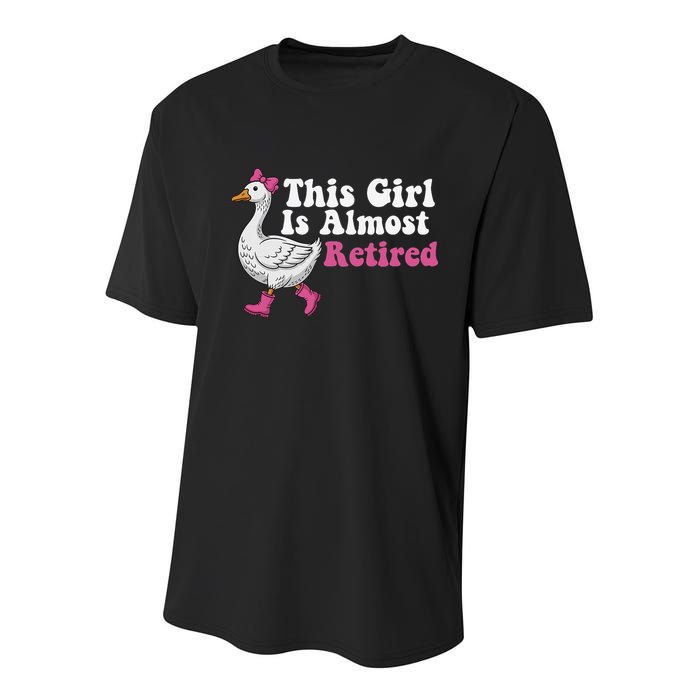 This Girl Is Almost Retired Retiring Soon Retirement Retro Youth Performance Sprint T-Shirt