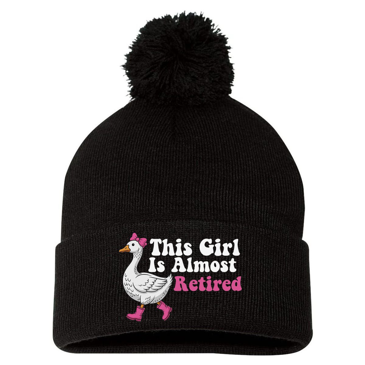 This Girl Is Almost Retired Retiring Soon Retirement Retro Pom Pom 12in Knit Beanie