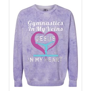 Top Gymnastics In My Veins Jesus In My Heart Gift Colorblast Crewneck Sweatshirt