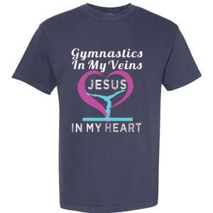 Top Gymnastics In My Veins Jesus In My Heart Gift Garment-Dyed Heavyweight T-Shirt