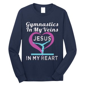 Top Gymnastics In My Veins Jesus In My Heart Gift Long Sleeve Shirt