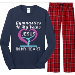 Top Gymnastics In My Veins Jesus In My Heart Gift Long Sleeve Pajama Set