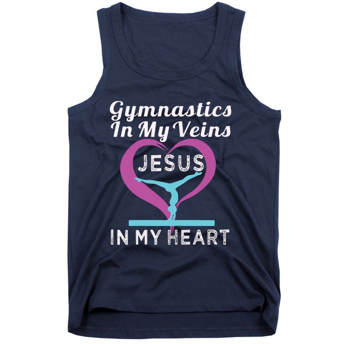 Top Gymnastics In My Veins Jesus In My Heart Gift Tank Top