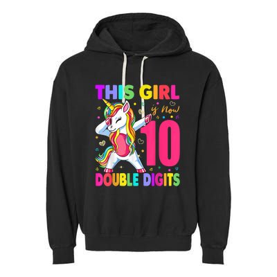 This Girl Is Now 10 Double Digits Shirt 10th birthday Gift Garment-Dyed Fleece Hoodie