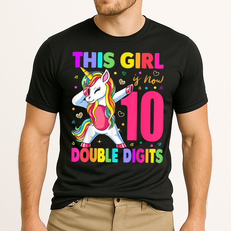 This Girl Is Now 10 Double Digits Shirt 10th birthday Gift Cooling Performance Crew T-Shirt