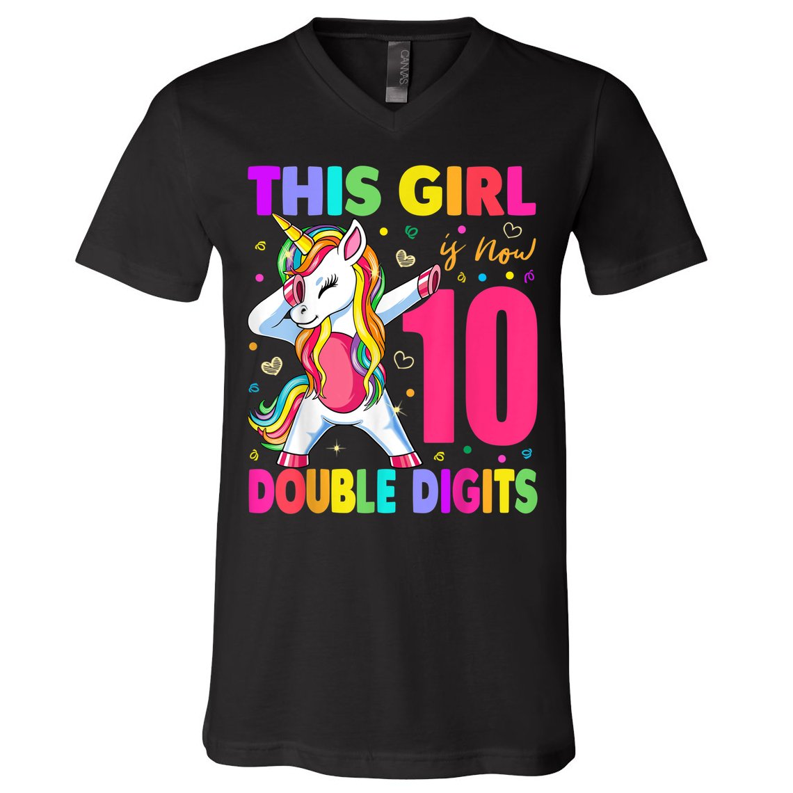 This Girl Is Now 10 Double Digits Shirt 10th birthday Gift V-Neck T-Shirt